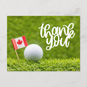 Cartão Postal Golf Canadá com bandeira e bola para golfista