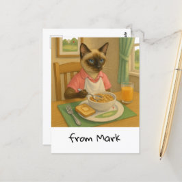 Cartão Postal Golf Cat Lover está tomando café da manhã