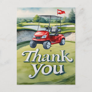 Cartão Postal Golf com curso de agradecimento estilo aquarela