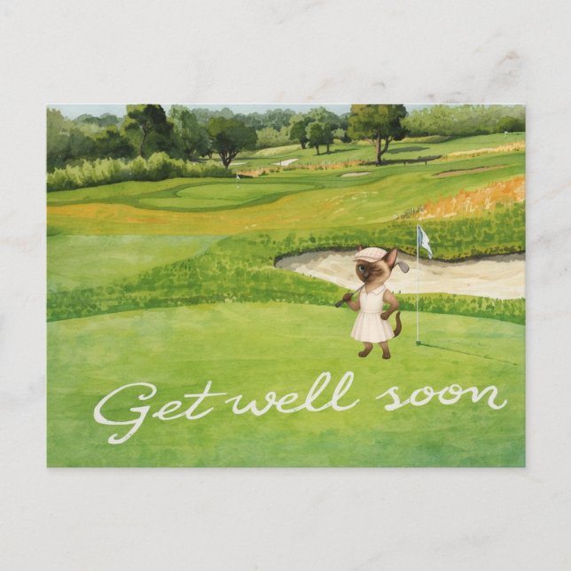 Cartão Postal Golf, fique bem logo com golfe no verde (Frente)