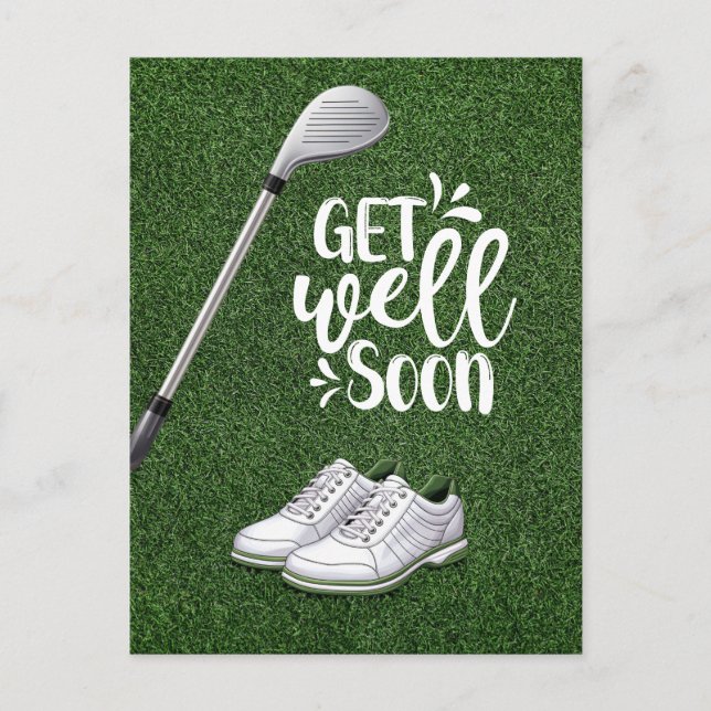 Cartão Postal Golf, fique bem logo com golfe no verde (Frente)