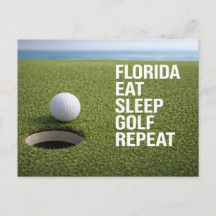 Cartão Postal Golf Florida temático com bola no verde 