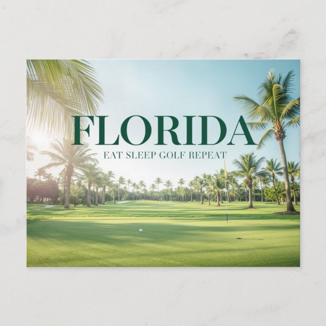 Cartão Postal Golf Florida temático com bola no verde  (Frente)