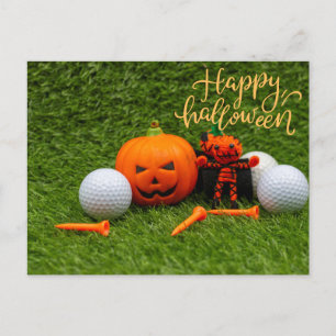 Cartão Postal Golf Halloween para jogar golfe com bola de golfe