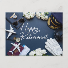 Cartão Postal Golf Happy retirement for Pilot Golfer Blue themed