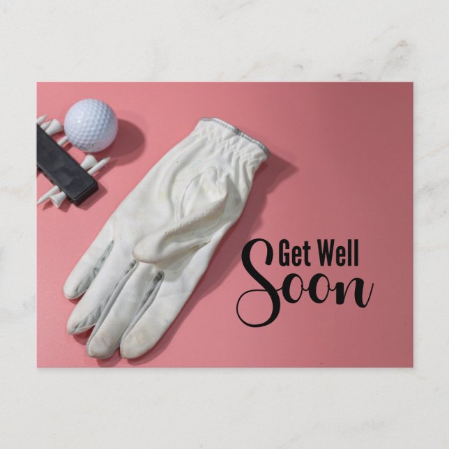 Cartão Postal Golf Melhoras para mulher Golfer tema rosa (Frente)
