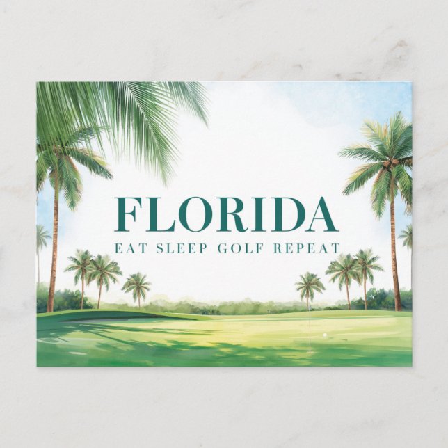 Cartão Postal Golf na Flórida com tema de bola no verde (Frente)