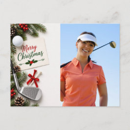 Cartão Postal Golf Natal Crie sua própria foto de golfista