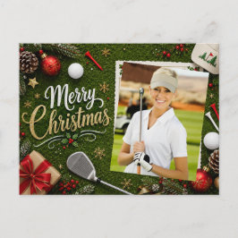 Cartão Postal Golf Natal Crie sua própria foto de golfista