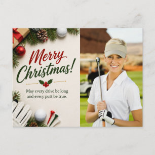 Cartão Postal Golf Natal Crie sua própria foto de golfista