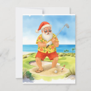 Cartão Postal Golf Natal Hora de Verão Santa Claus Golfing