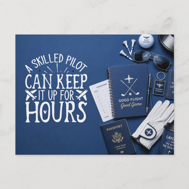Cartão Postal Golf  Pilot themed with plane on blue (Frente)