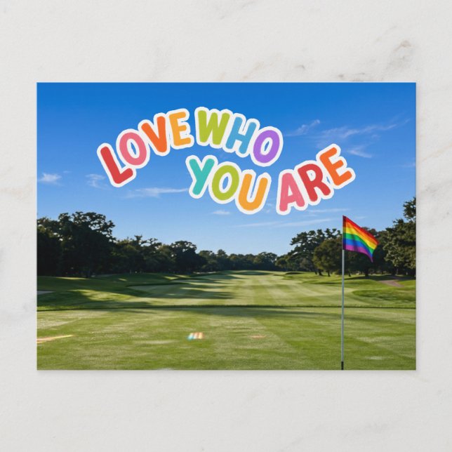 Cartão Postal Golf Pride no campo de golfe tema arco-íris (Frente)