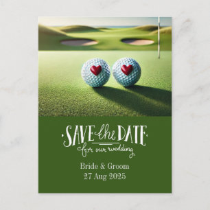 Cartão Postal Golf salvar a data para o casamento noiva noivo 