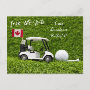 Cartão Postal Golf salve a data com carrinho de golfe Bandeira d