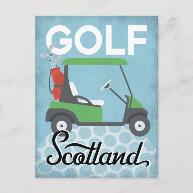 Cartão Postal Golf Scotland - Viagens vintage Retroativa (Frente)