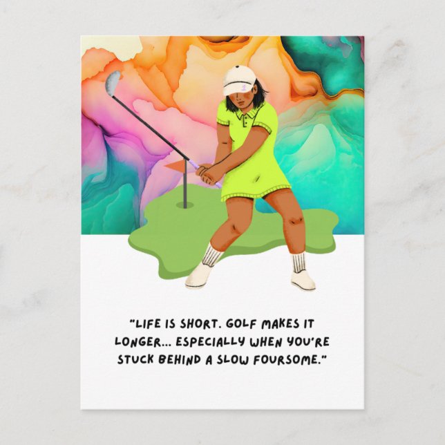 Cartão Postal Golf tem uma frase engraçada que diz "saudação de  (Frente)