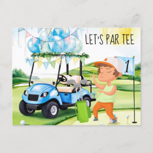 Cartão Postal Golf Vamos Par o Golfista na bandeira verde