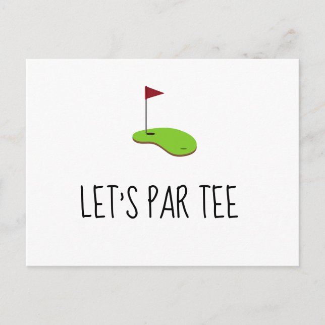 Cartão Postal Golf Vamos Par tee com bandeira de golfe no convit (Frente)