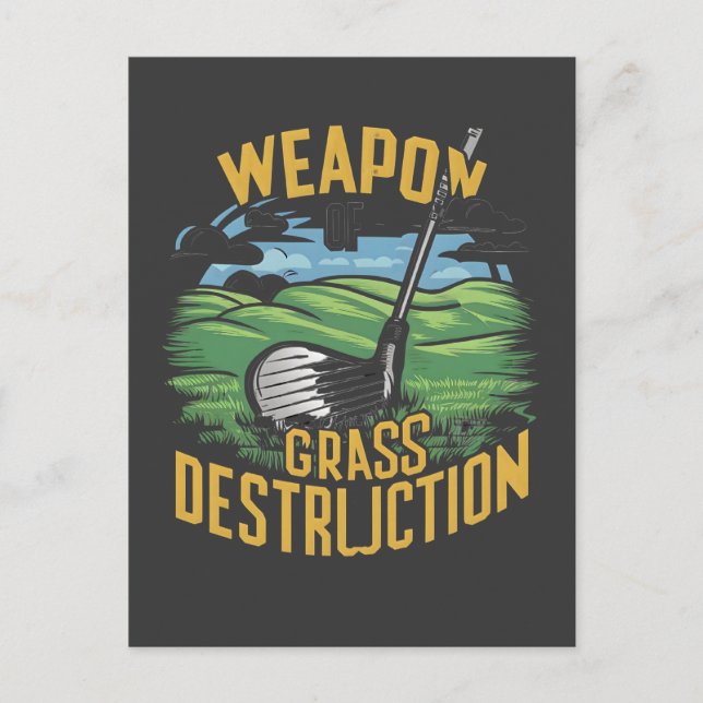 Cartão Postal Golf Weapon of Grass Destruction Art (Frente)
