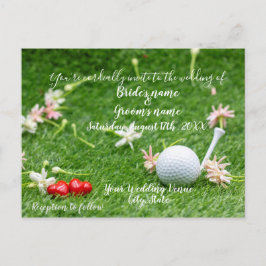 Cartão Postal Golf Weding Convocação Convocação bola de golfe em