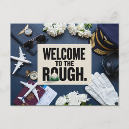 Cartão Postal Golf Welcome sign Pilot themed with plane on blue
