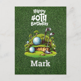 Cartão Postal Golfe 40º Aniversário  Golfista Anos Sendo Incríve