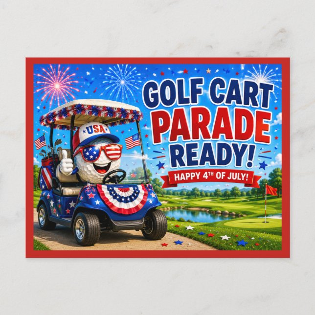Cartão Postal Golfe 4 de julho Dia da Independência  (Frente)