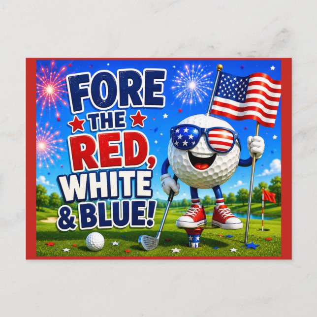 Cartão Postal Golfe 4 de julho Dia da Independência  (Frente)