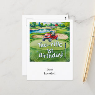 Cartão Postal Golfe Aniversário de 1 ano golfista está fazendo u