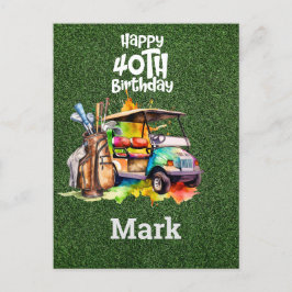 Cartão Postal Golfe Aniversário de 40 anos  Golfista Anos Sendo 