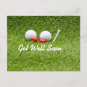 Cartão Postal Golfe Bolas de golfe e tee para melhoras com amor