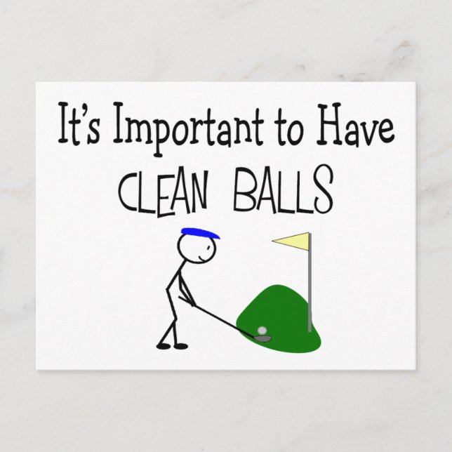 Cartão Postal Golfe "CLEAN BALLS" Golf Humor Dons (Frente)