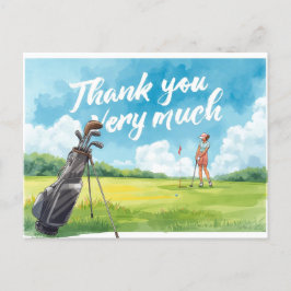 Cartão Postal Golfe com golfe com saco verde