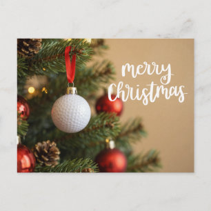 Cartão Postal Golfe de Natal temático em verde para golfista