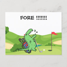 Cartão Postal Golfe Dinossauro gritando FORA do golfista engraça
