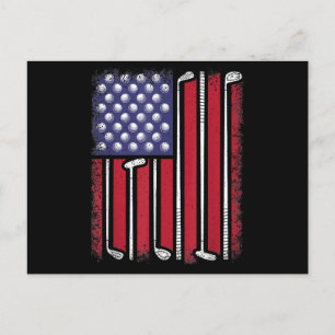 Cartão Postal Golfe Engraçado Bandeira Americana Golf Player Vin