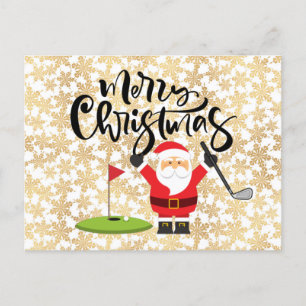 Cartão Postal Golfe Feliz Natal com Papais noeis jogando golfe C