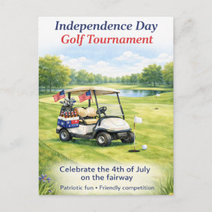 Cartão Postal Golfe no dia 4 de julho carrinho de golfe no campo