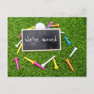 Cartão Postal Golfe nos mudamos para uma nova casa com camisetas