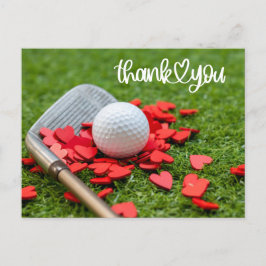 Cartão Postal Golfe Obrigado com amor de coração vermelho no gol