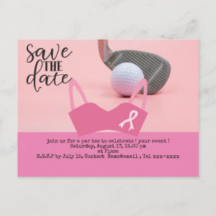 Cartão Postal Golfe salve a data Cancer da mama Consciência rosa