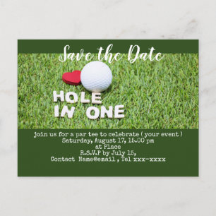 Cartão Postal Golfe salve a data com bola de golfe e camisetas