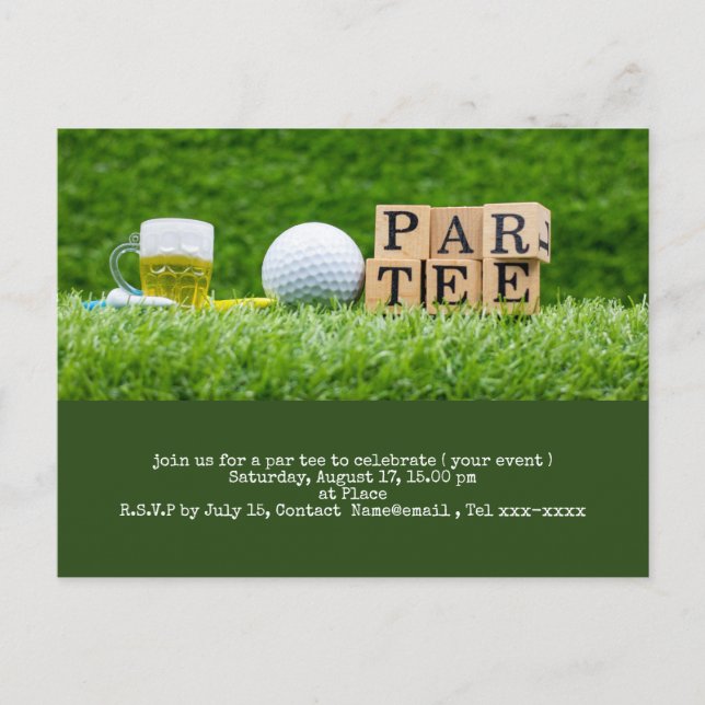 Cartão Postal Golfe salve a data com bola de golfe e tênis (Frente)