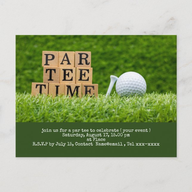 Cartão Postal Golfe salve a data com bola de golfe e tênis (Frente)