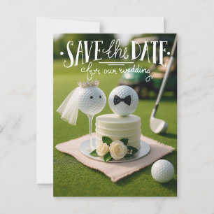 Cartão Postal Golfe salve a data para o nosso casamento com bola