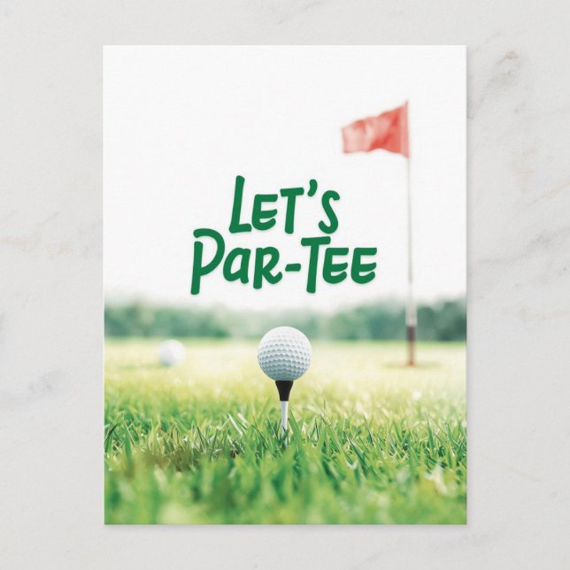 Cartão Postal Golfe Vamos Par Tee para Golfista (Frente)