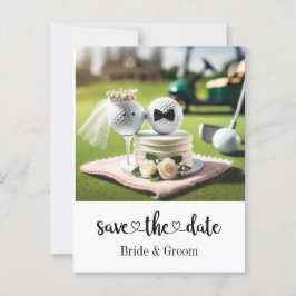 Cartão Postal Golfer Wedding Salve data em colocar verde