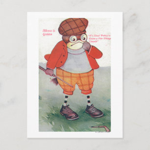 Cartão Postal Golfing Owl Noting Silence é Ouro