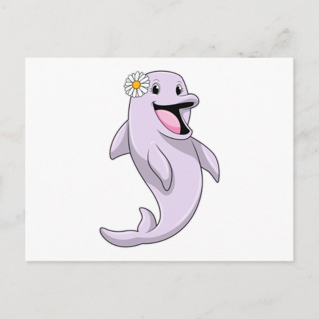 Cartão Postal Golfinho com Flor de Margarida (Frente)